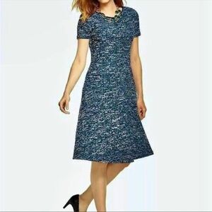 Talbots peacock tweed fit and flare knee length dress